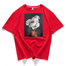 Load image into Gallery viewer, 95% cotton bloom flower feather women t -shirt 2019 summer short sleeve round neck harajuku printing tee Casual fashion Female