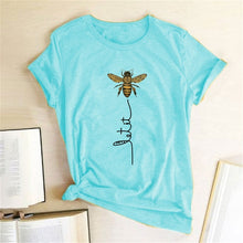 Load image into Gallery viewer, Hillbilly Women Bee Kind T-shirt Aesthetics Graphic Short Sleeve Cotton Polyester T Shirts Female Camisetas Verano Mujer 2019